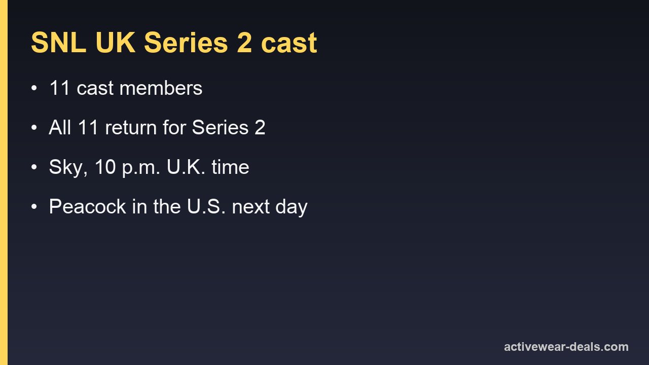 SNL UK Series 2 cast: 11 cast members, all returning, on Sky at 10 p.m. U.K. time and on Peacock in the U.S. the next day