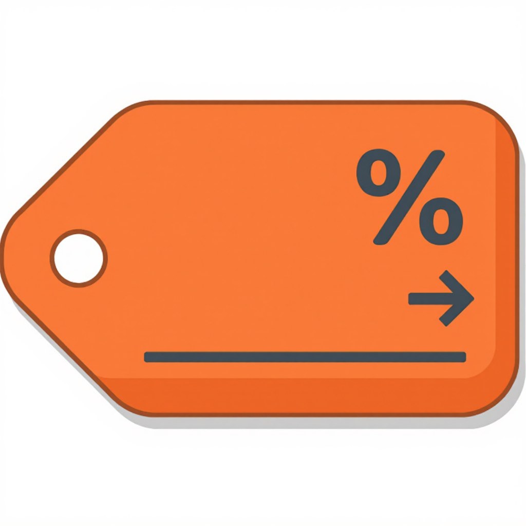 Illustration of a price tag with a discount percentage symbol